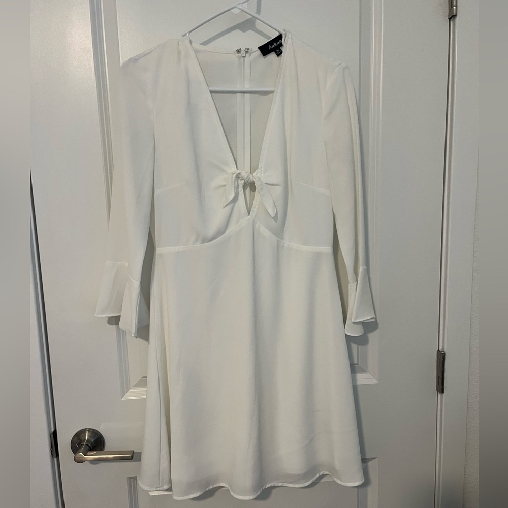 Aakaa Tie-Front V-Neck Dress